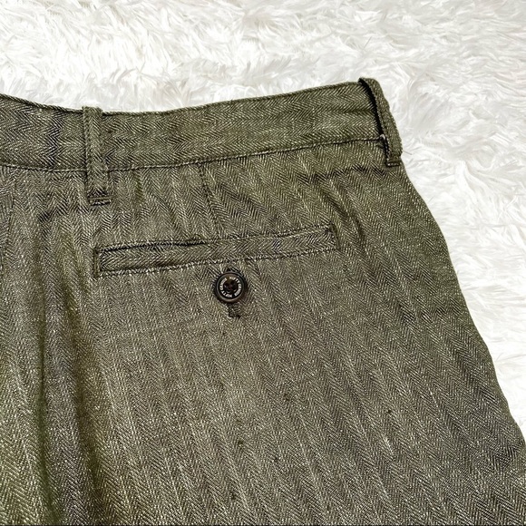 NWT 100% Linen Nifty Genius Olive Green Shorts, Size 28 - Picture 4 of 13
